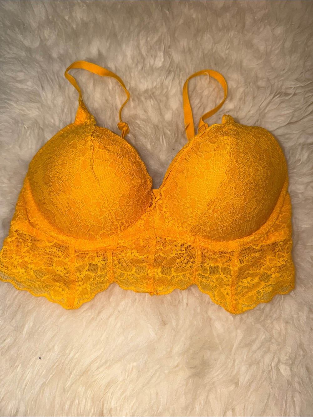Victoria's Secret Pink Yellow Lace Padded Bralette